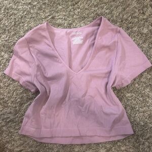purple v neck crop top
